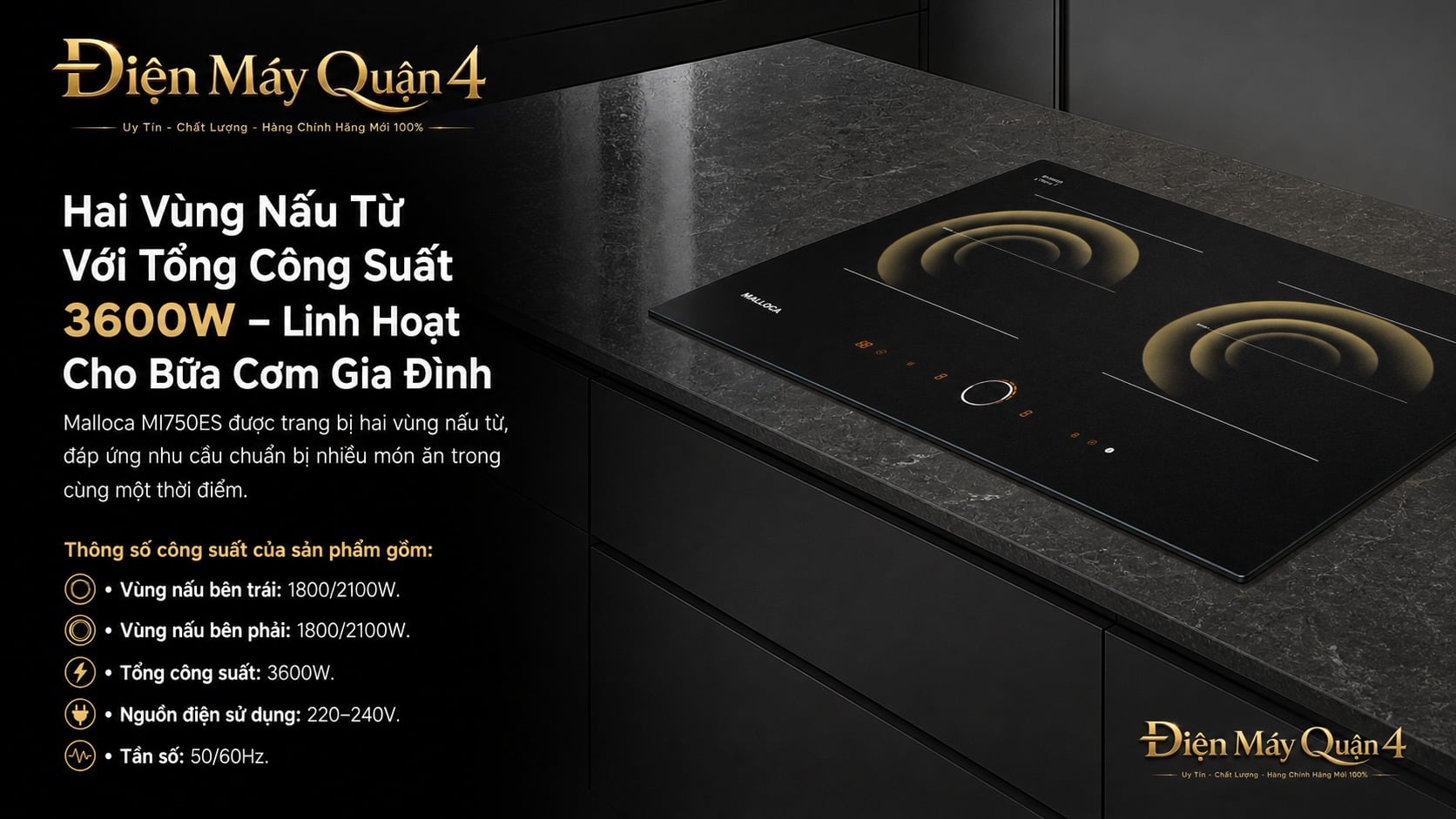 Ảnh minh họa Bếp từ Malloca MI750ES 2 vùng nấu 3