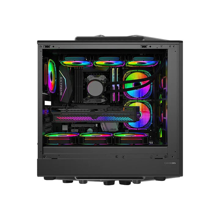 Ảnh minh họa GAMEON TIMBERI Midnight Series Vỏ máy tính chơi game Mid Tower ARGB + PWM – Gỗ/Đen 1