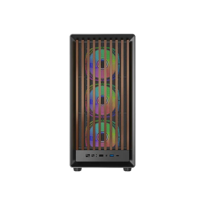 Ảnh minh họa GAMEON TIMBERI Midnight Series Vỏ máy tính chơi game Mid Tower ARGB + PWM – Gỗ/Đen 2