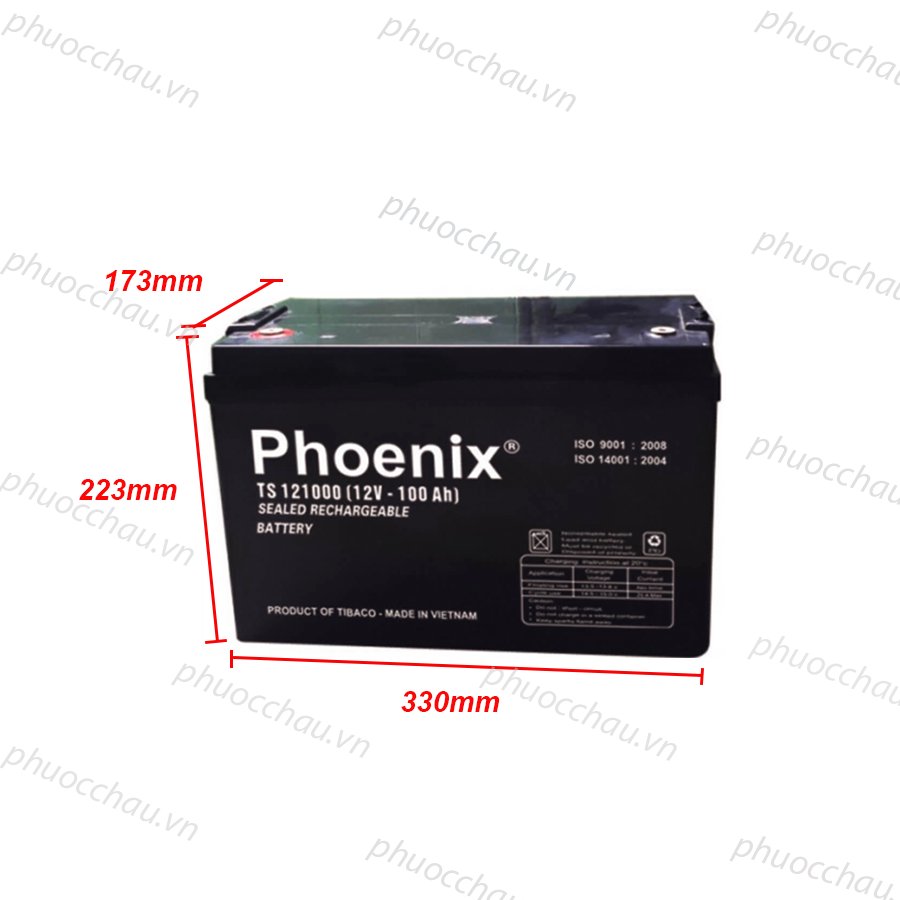 Ảnh minh họa Bình Ắc Quy Khô PHOENIX TS121000 12V-100AH 2