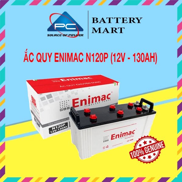 Ảnh minh họa Bình Ắc Quy Xe Tải, Xe Ô Tô 12V-130Ah, Ắc Quy ENIMAC N120P 1