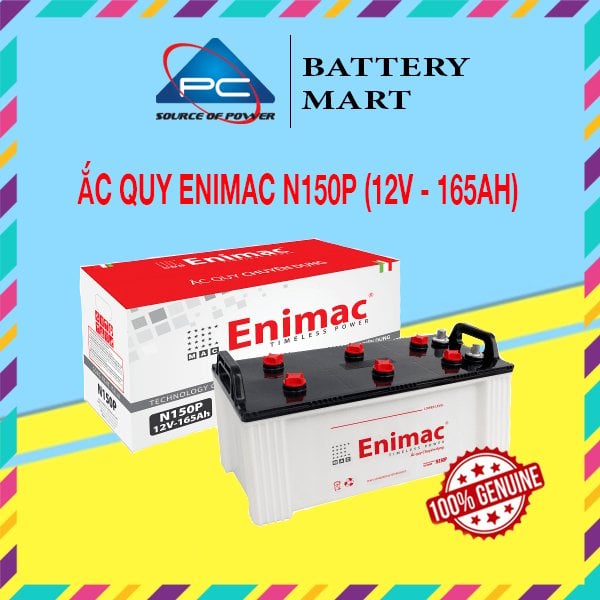 Ảnh minh họa Bình Ắc Quy Xe Tải, Xe Ô Tô 12V-165Ah, Ắc Quy ENIMAC N150P 1