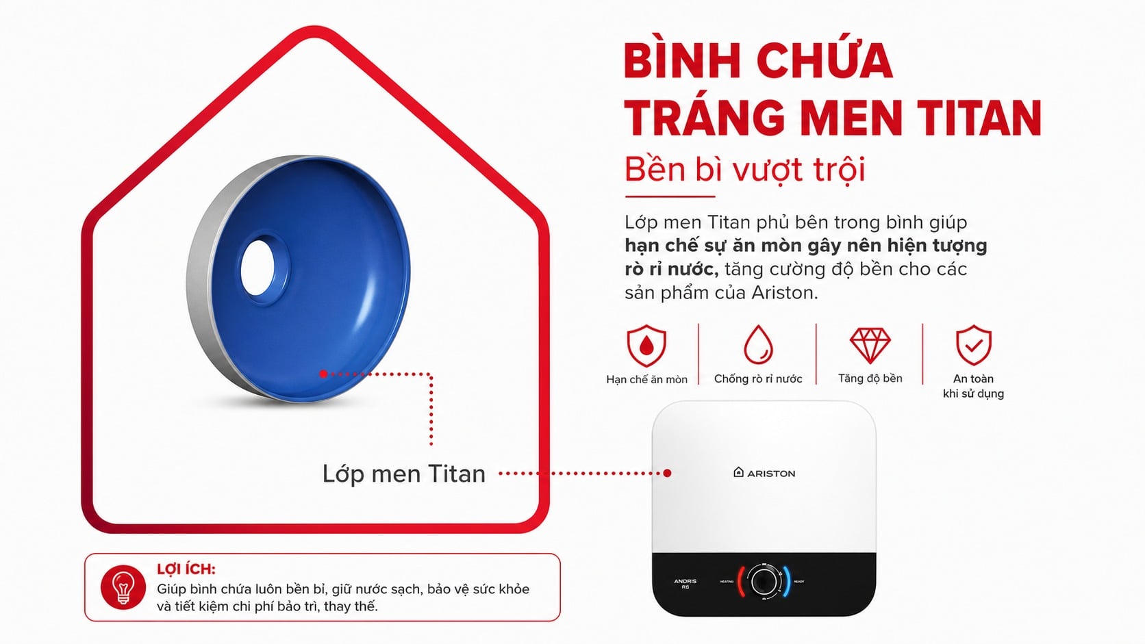 Ảnh minh họa Bình nóng lạnh ARISTON ANDRIS3 AN3 15 LUX 15L 2