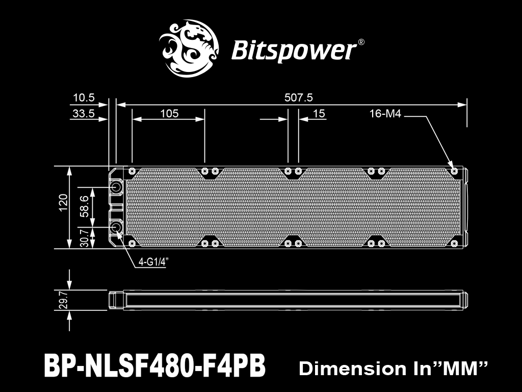 Ảnh minh họa Bitspower Radiator Leviathan SF 480 1
