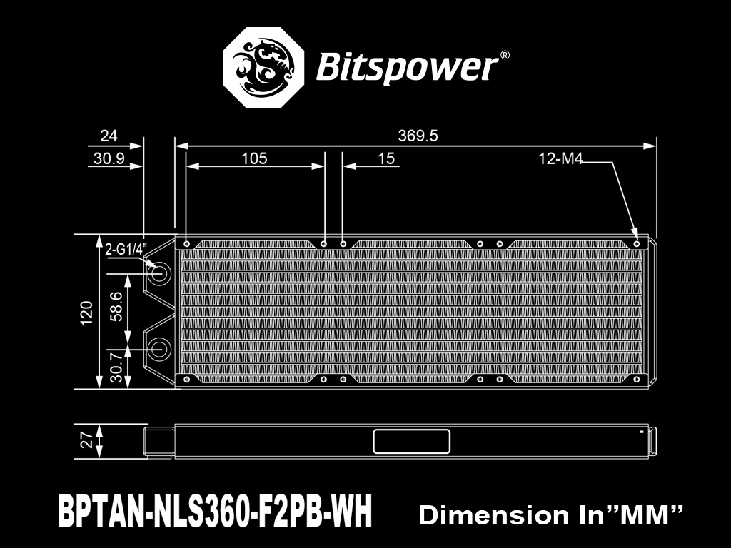 Ảnh minh họa Bitspower Radiator Tarasque II 360S (Trắng) 1