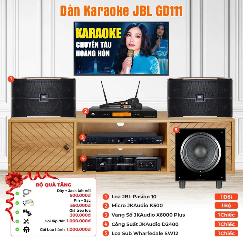 Ảnh minh họa Dàn karaoke JBL GD111 (JBL Pasion 10, JKAudio D2400, X6000 Plus, K500, Wharfedale SW12) 1