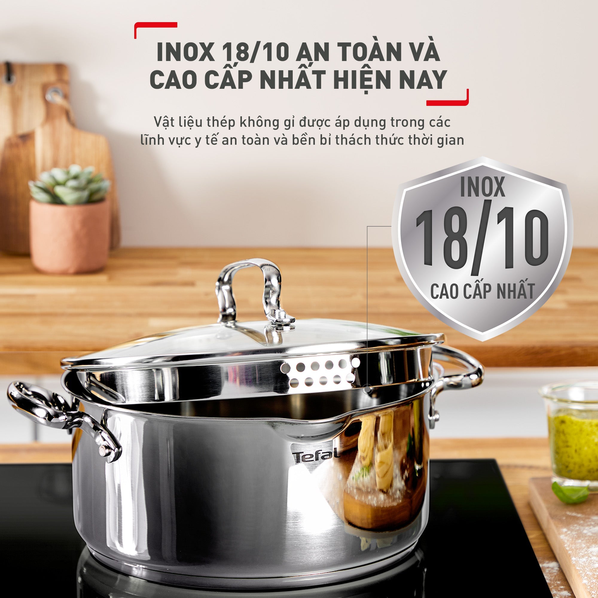Ảnh minh họa Bộ 3 nồi Inox cao cấp Tefal Duetto Plus, quánh 16cm/nồi 20cm/nồi 24cm 1