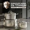 Bộ 3 nồi inox liền đáy nắp kính Sunhouse Mama SHG825