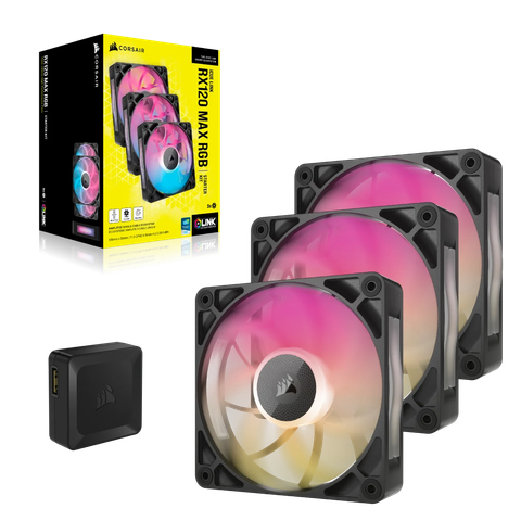 Bộ 3 quạt Corsair iCUE LINK RX120 MAX RGB Black (CO-9051034-WW)