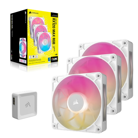 Bộ 3 quạt Corsair iCUE LINK RX120 MAX RGB White (CO-9051038-WW)