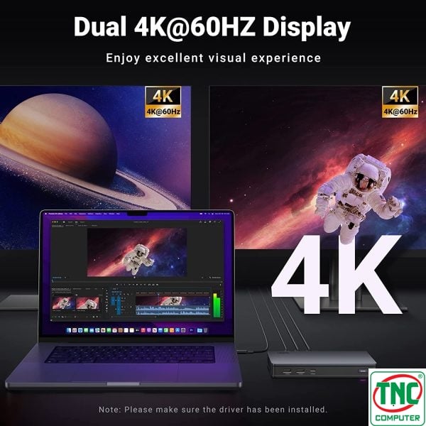Ảnh minh họa Bộ chuyển đổi đa năng Docking USB-C 9 trong 1 Ugreen 90912 3