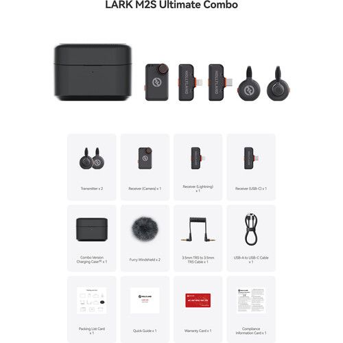 Ảnh minh họa Hollyland LARK M2S Ultimate Combo – Hệ thống micro không dây hai kênh, Camera & Mobile, 2.4GHz (Space Gray) 1