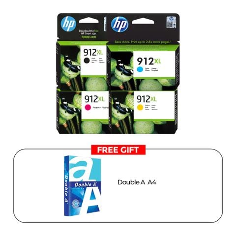 Bộ hộp mực HP 912XL đầy đủ + Tặng Double A4