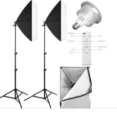  Bộ Kit Studio 2 Đèn E27 - Bóng đèn 225W đổi màu 3200-5500K 