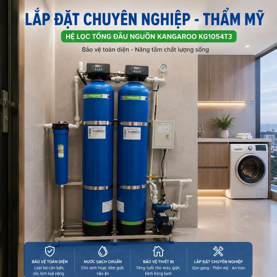 Ảnh minh họa Bộ lọc nước tổng đầu nguồn Kangaroo KG1054T3, Van tự động 2