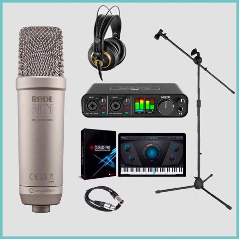 Bộ thu âm: Sound card MOTU M2 - Micro thu âm RODE NT1 5TH