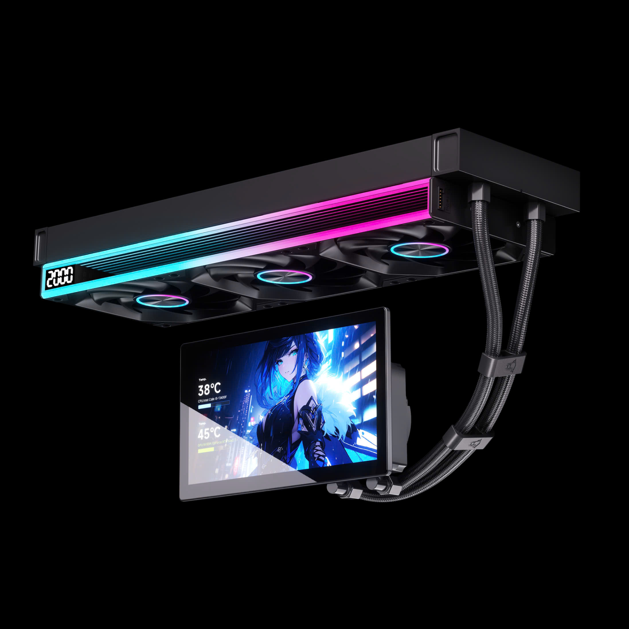 Ảnh minh họa Tản nhiệt nước Leopard UltraFlow 360 ARGB LCD 7 Inch | AIO 360mm, Công suất 320W, Đen 1