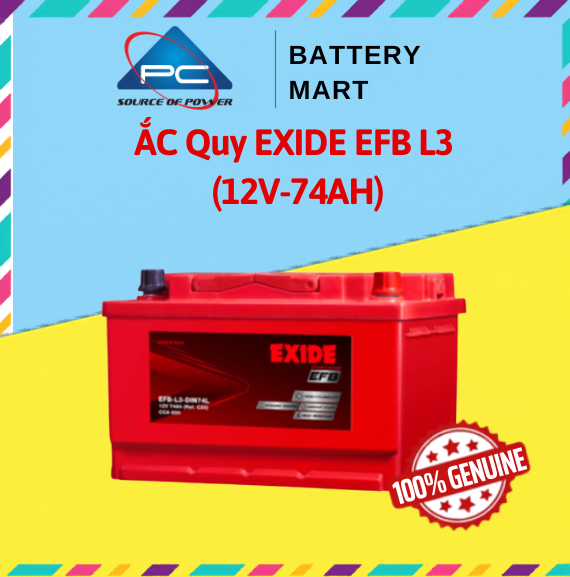 Ảnh minh họa ẮC Quy EXIDE EFB L3 (12V-74AH) Cao Cấp Dành Cho Xe Mazda i-Stop, Peugeot 1