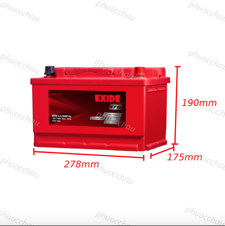 Ảnh minh họa ẮC Quy EXIDE EFB L3 (12V-74AH) Cao Cấp Dành Cho Xe Mazda i-Stop, Peugeot 2