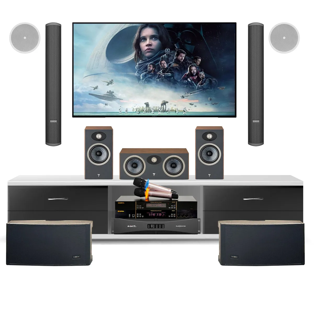 Ảnh minh họa Dàn karaoke, nghe nhạc, xem phim 3 trong 1 Audiocenter 02 (Artist T83, Theva N1, Theva Center,...) 2