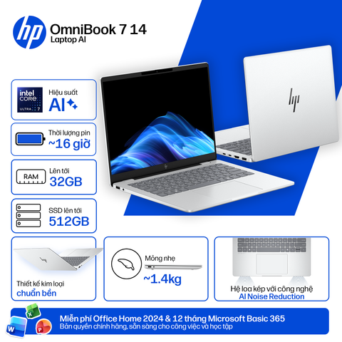 Laptop HP OmniBook 7 14-fr0027TU C1MN1PA (Ultra 7 255U/16GB RAM)