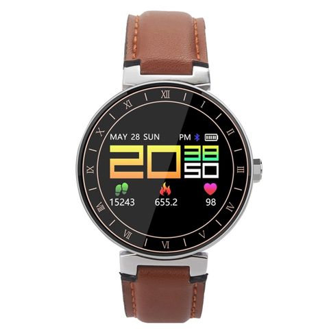 L8 Smart Band Leather Trap Brown – Màn hình OLED 0,95 inch, IP67, Theo dõi sức khỏe