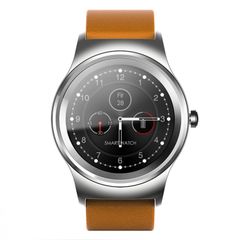  SMA-Round Orange Leather Strap Smartwatch – Bluetooth Call & Heart Rate 
