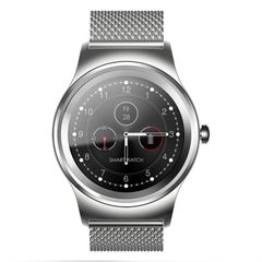  SMA-Round Silver Steel Strap Smartwatch – Bluetooth & Fitness Tracking 