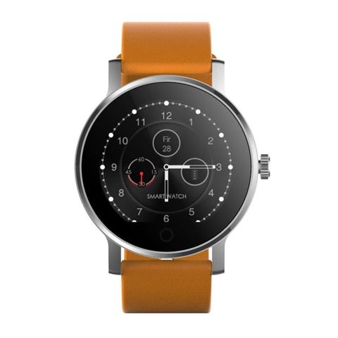 SMA-09 Brown Leather Strap Smartwatch – Bluetooth Call & Heart Rate