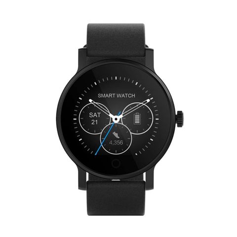 SMA-09 Black Leather Strap Smartwatch – 1.28