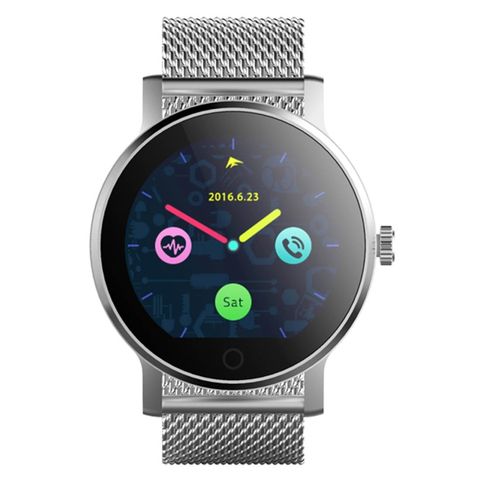 SMA-09 Silver Steel Strap Smartwatch – Heart Rate & Sleep Monitor