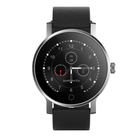 SMA-09 Silver Leather Strap Smartwatch – Bluetooth Call & Fitness Tracker