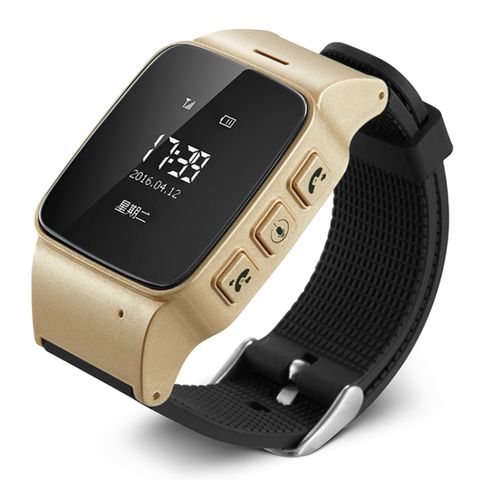 Đồng hồ thông minh D99 Champagne Gold OLED 0,96 inch, định vị GPS & SOS, cho người cao tuổi