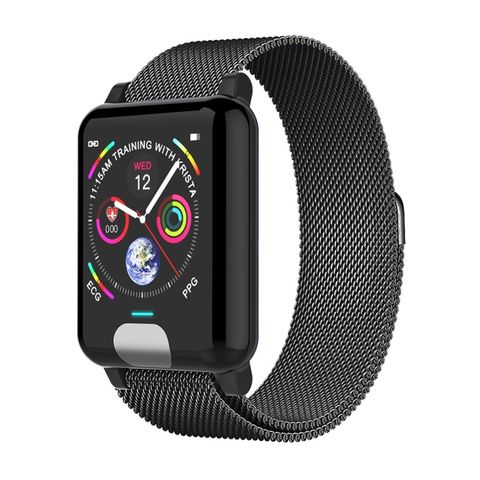 E04 Black Steel – Đồng hồ thông minh 1.3” IPS, IP67, đo ECG+PPG, nhịp tim