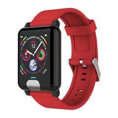  E04 Red Silicone – Đồng hồ thông minh 1.3” IPS, IP67, đo ECG+PPG, nhịp tim 