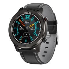  DT78 C23 Black Leather – Đồng hồ thể thao thông minh Full Circle 1.3 inch, cảm ứng toàn màn, chống nước IP68 