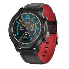  DT78 C23 Red Leather – Đồng hồ thể thao thông minh Full Circle 1.3 inch, cảm ứng toàn màn, chống nước IP68 