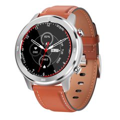  DT78 C23 Brown Leather – Đồng hồ thể thao thông minh Full Circle 1.3 inch, cảm ứng toàn màn, chống nước IP68 