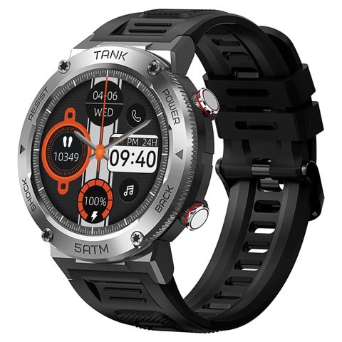 KOSPET TANK T1 Pro Silver – Đồng hồ siêu bền 5ATM & IP69K, Chống nước, Gọi Bluetooth