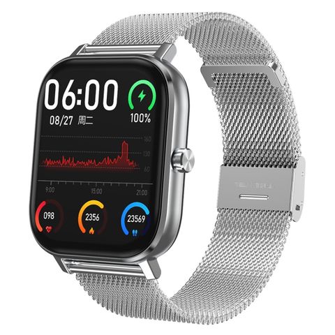 Đồng hồ thông minh DT35 Silver Steel – Dây thép, Bluetooth, Giám sát sức khỏe nâng cao