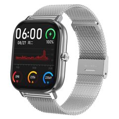  Đồng hồ thông minh DT35 Silver Steel – Dây thép, Bluetooth, Giám sát sức khỏe nâng cao 
