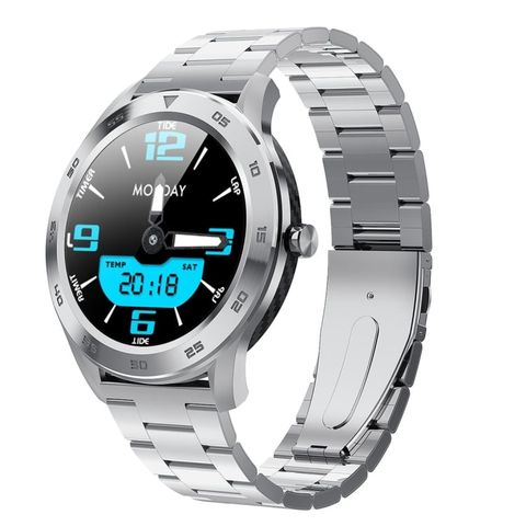 Đồng hồ thông minh DT98 SILVER – Dây da, nhịp tim, huyết áp, chống nước IP68