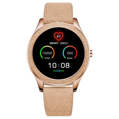 Đồng hồ thông minh M6009 Gold – Dây da long lanh, Thời trang nữ, IP68