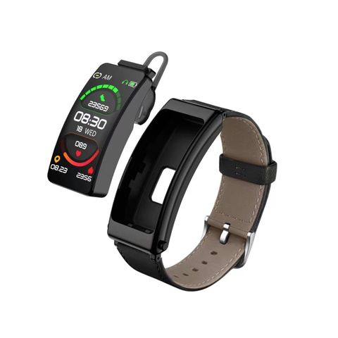 K13 Leather Band Black – Đồng hồ thông minh Bluetooth 5.2, tai nghe tháo rời, pin bền đến 7 ngày