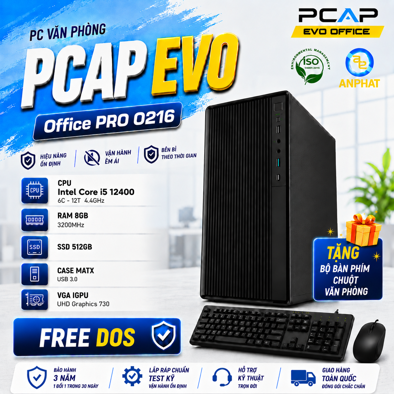 PC Văn Phòng PCAP EVO Office PRO O216 / Intel Core i5 12400 / RAM 8GB / SSD 512GB / Free DOS