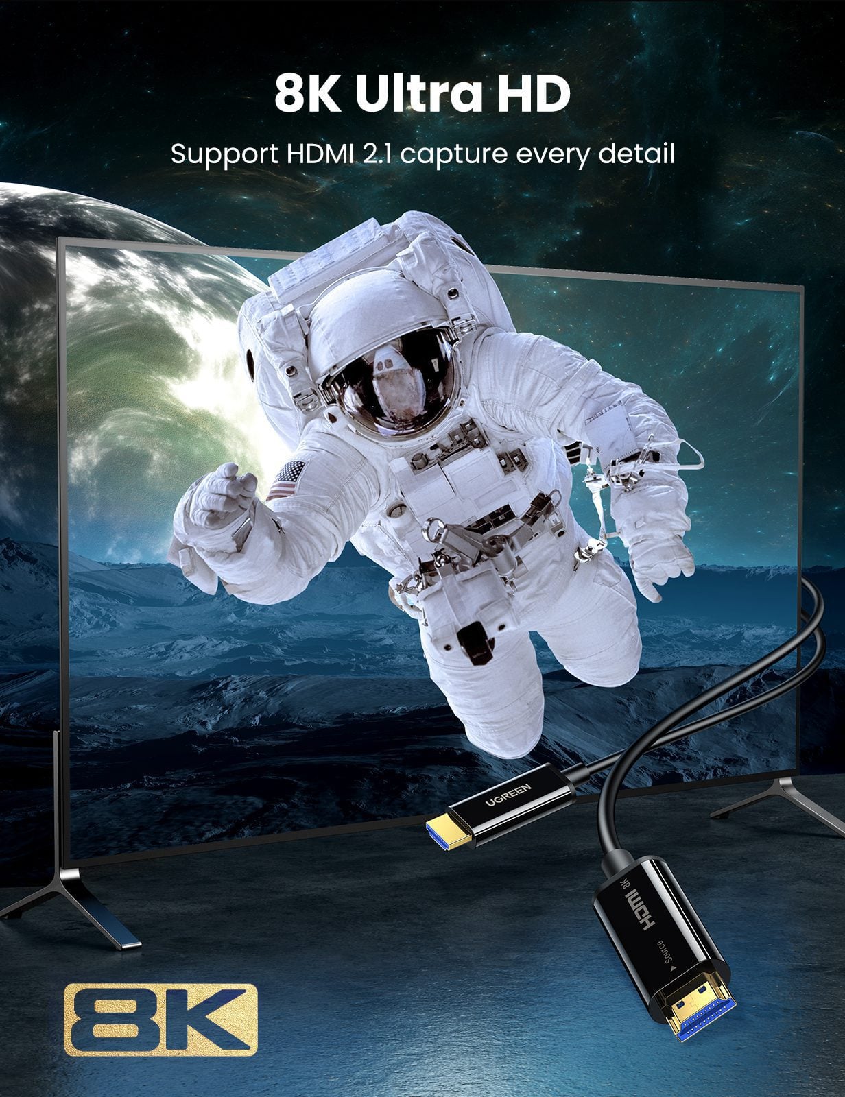 Ảnh minh họa Cáp HDMI Quang UGREEN HD141 – 8K@60Hz, HDR 1
