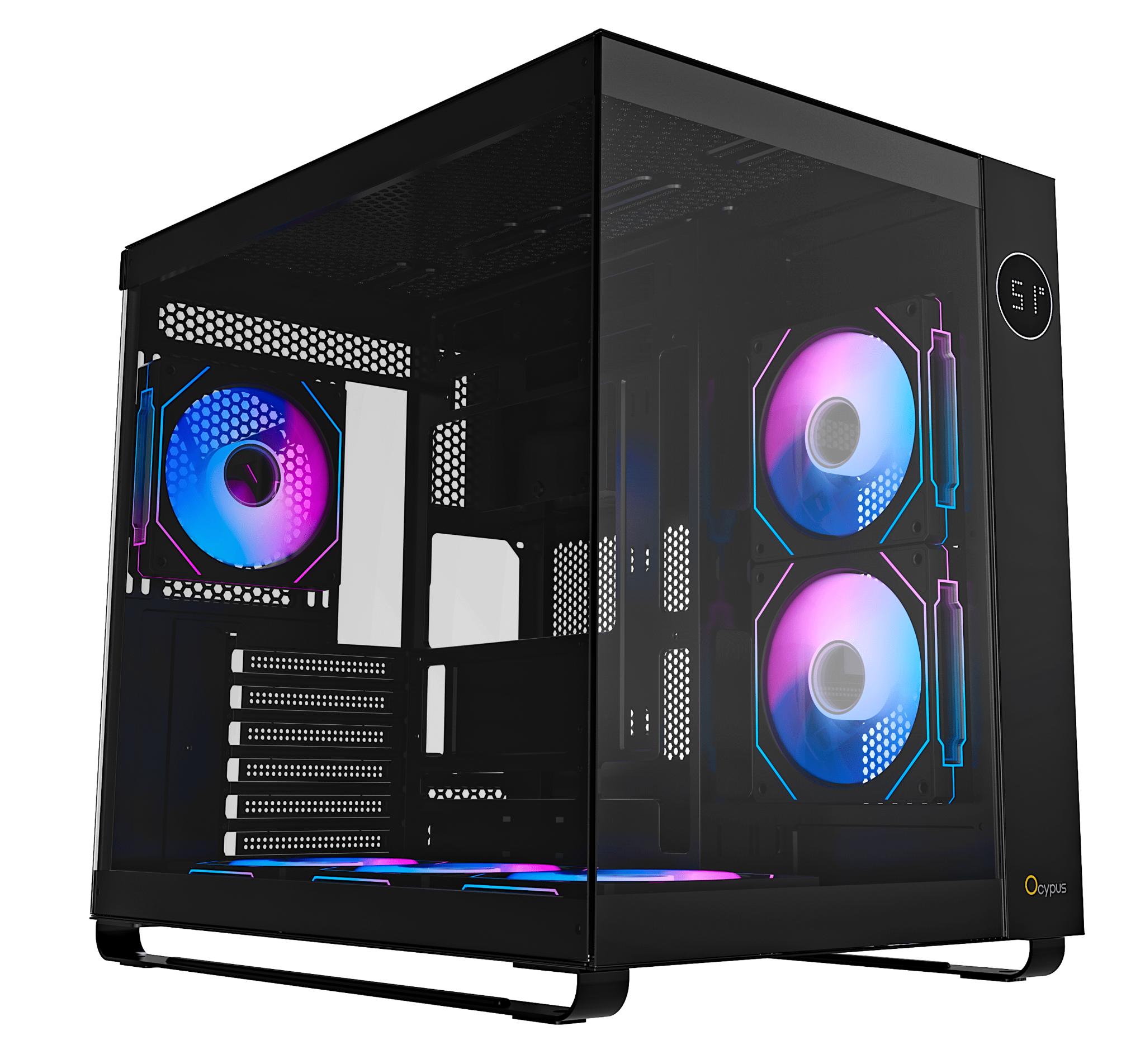 Case Ocypus Iota C70 ARGB (ATX, sẵn 6 Fan ARGB, LCD hiển thị nhiệt độ)