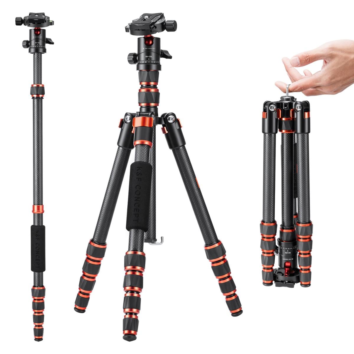 Chân máy Carbon Fiber K&F Concept A225C0+BH-25L - KF09.077V3 | Chính hãng