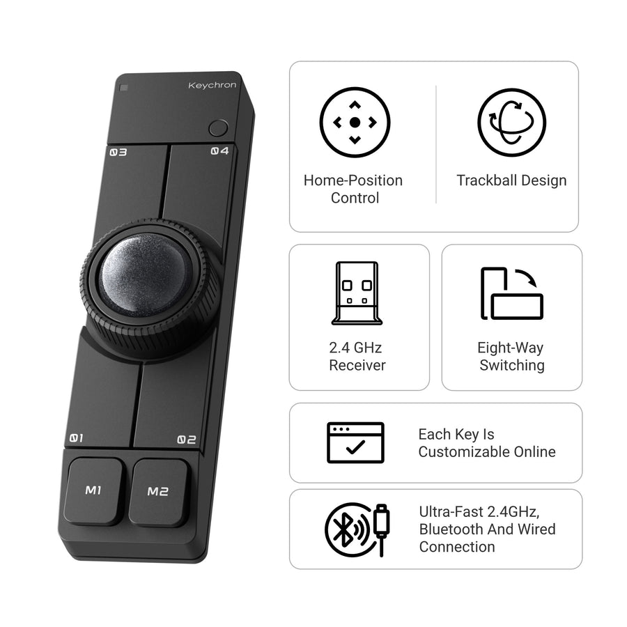 Ảnh minh họa Chuột không dây dạng bi lăn Keychron NP-3 Trắng 2