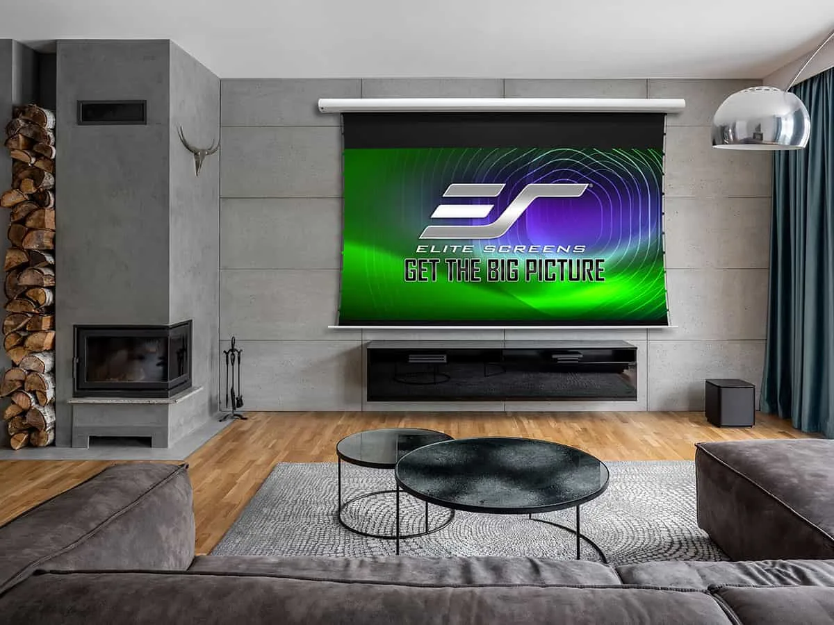 Ảnh minh họa Màn chiếu Elite Screens Starling Tab-Tension CLR 3 121 inch STT121XH2-CLR3 – Màn điện căng 2 mép chống sáng cho UST 1